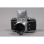 An Ihagee Exakta Varex VX SLR Camera, serial no 716308, body G-VG, waist level finder, shutter