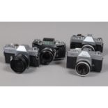 Four SLR Cameras, a Mamiya/Sekor 500DL, with Makinon 28mm f/2.8 lens, shutter working, G, a Mamiya