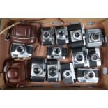 A Tray of Viewfinder Cameras, manufacturers include Agfa, Aretteia, Felica, Beirette, Ilford and