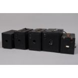 A Group of Kodak Box Cameras, a No 3 Brownie Model B, a No 2A Model B, a No 2A Mod C, a No 2 Model D