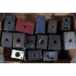 A Tray of Box Cameras, including a Kodak Six 20 Popular Brownie, a Six 20 Brownie Junior (2), Ensign