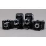 Four Zeiss Ikon Folding Cameras, an Ikonta 524/16, shutter sticking, rangefinder functions, body
