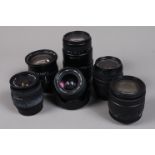 A Group of Nikon Mount AF Lenses, a Sigma HSW 28mm f/1.8 Asph lens, a Sigma zoom 18-50mm f/3.5-5.6