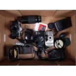 Pentax and Other Cameras, comprising a Pentax ME Super SLR, shutter not working, with an SMC