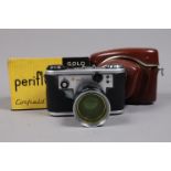 A Corfield Periflex Gold Star Rangefinder Camera, serial no 71016207, body F, leatherette peeling in