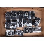 A Tray of Viewfinder Cameras, including Halina 35X (3) 35x Super, 3000, Pet, three Beirette