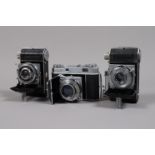 Three Kodak Retina Cameras, a Retina I type 126, shutter very sluggish, body F, with 5cm Ektar lens,