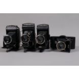 A Group of Voigtländer Folding Cameras, a Bessa RF, shutter working, rangefinder out of line,