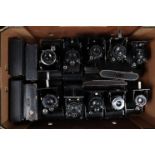 A Tray of Folding Cameras, including Zeiss Ikon Ikonta520/2 (2), 510/2, Agfa Billy, Contessa