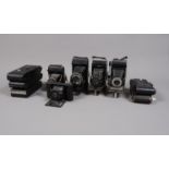 A Tray of Folding Cameras, including a Lukos I, a Dehel, an Agfa Standard, a Zeiss Ikon Nettar 512/