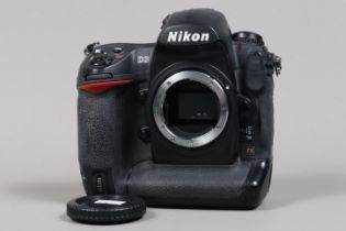 A Nikon D3 DSLR Camera Body, serial no 2081489, body G, some wear, scratches to base, with body cap,