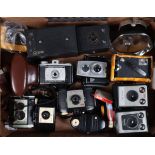 A Tray of Kodak Box Cameras, including a Six-20 Brownie, Popular Brownie, Brownie Model I, a No 2