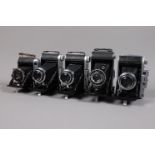 A Group of Ensign Folding Cameras, including an Ensign Selfix 820 Special, shutter fast on slow