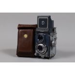 A Yashica 44-A TLR Camera, serial no FA 2051770, format 4 x 4cm on 127 roll film, body G, Copal