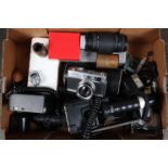 A Minolta 7s Camera and Various Accessories, A Minolta 7s rangefinder camera, a Cobra 700 AF flash