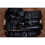 A Tray of Independent SLR Lenses, brands include Tamron, Vivitar, Tokina, Sigma and Super Paragon (