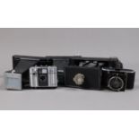 A Welta Gucki 3 x 4cm Folding Camera and Other Cameras, Gucki with Compur shutter working and a