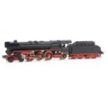 A Trix Express HO Gauge German 'Pacific' 3-rail AC Locomotive and Tender, in traditional black/red