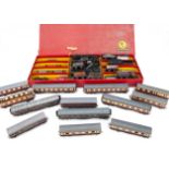 Trix Twin Railway 00 Gauge 3-rail Rolling Stock, Three scale length red/cream coaches and 2 more