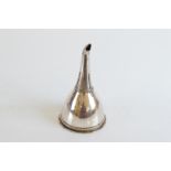 A late 18th or early 19th Century silver plated wine funnel, 14cm