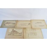 Ink and wash architectural presentation drawings, including two A T and Betram Butler The Plough and