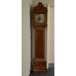 A 19th Century Thos Quested Wye 30 hour long case clock, pitch pine case, with arched hood, 200cm
