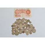 A small quantity of pre 1947 British silver coinage, together with a quantity of loose British and