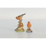 Two Royal Worcester bird models, including chaffinch 8.5cm high and two chaffinches 13.5cm high (2)