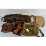 An Orvis sporting leather and canvas bag, another canvas and leather satchel, an Australian bag