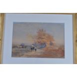 English School 19th Century after David Cox, watercolour, figures in Autumn landscape, framed and