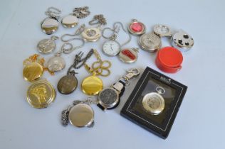 A quantity of gentleman's contemporary pocket watches, including a Rotary full hunter, with openwork