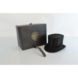 A Lock & Co silk top hat, in fitted case, interior measurement 20cm x 16cm