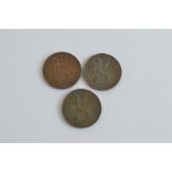 Three Victorian copper pennies, dated 1853, 1854 & 1859 (3)