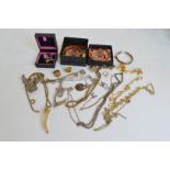 A quantity of costume jewellery, including a silver and amethyst Buddha pendant on chain, Alex and