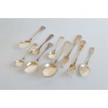 A collection of early 20th Century Norwegian silver flatware, including five similar decorated