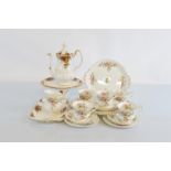 Royal Albert teawares, comprising 5 x Moss Rose trios, sandwich plate, jug and extra saucer and