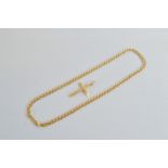 A 9ct gold flattened curb link necklace, 28cm together, together with a 9ct gold cross pendant, 5.