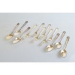 A set of six Norwegian table spoons, together with a set of six Norwegian white metal forks