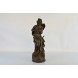 After Carrier Belleuse, a resin figure of classical female and doves, 60cm high