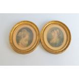 A pair of oval mezzotints after engravings by F Bartolozzi, young beauty and another portrait