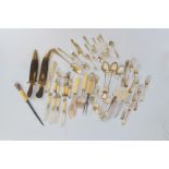 A quantity of silver plated ware, including a part set of ivory handled fruit knives and forks,