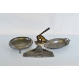 Pewter, to include a Craftsman Sheffield beaten circular footed bowl, 25cm diameter. Together with