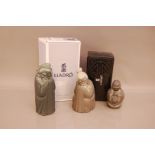 Three modern Lladro Chinese influenced figures, including Jewellery box, with box, short Chinese,