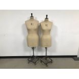 Two second half 20th century mannequins from Kennett & Lindsell Ltd, marked for sizes 10 and 18,