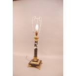 A 20th century brass and marble column lamp, 43.5cm high (excluding bulb)