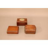 Three early 20th century Chinese hardwood boxes, one with a bowenite lid 13cm x 9cm one side missing