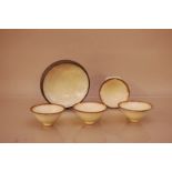 Five items of studio pottery, one stoneware footed bowl by June bean, 16.5cm, together with four