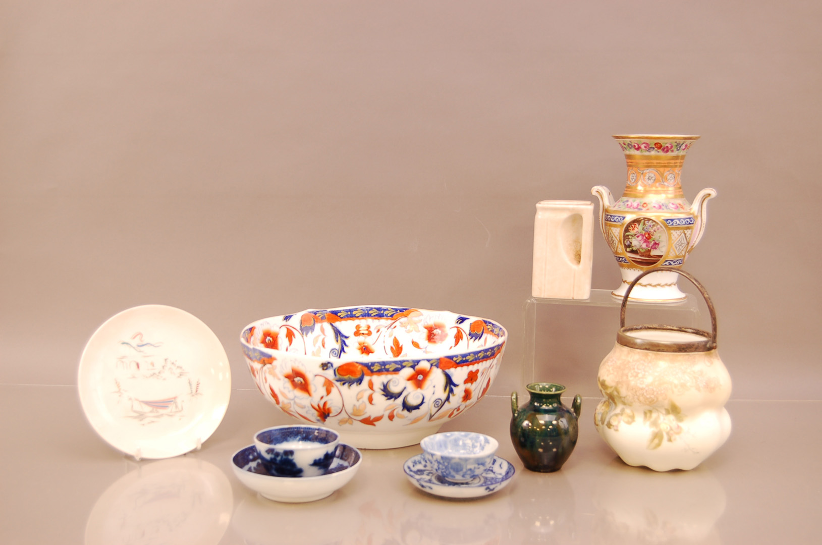 A group of Victorian and later European ceramics, including a squared tea pot from Cunard, a