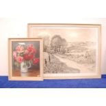 Two 20th century works of art, including a pencil drawing by F. Palmer Cook - Above Winchcombe,