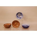 Six earthenware bowls by Savitorppa of Finland, all 16cm diameter, three blue and three with brown